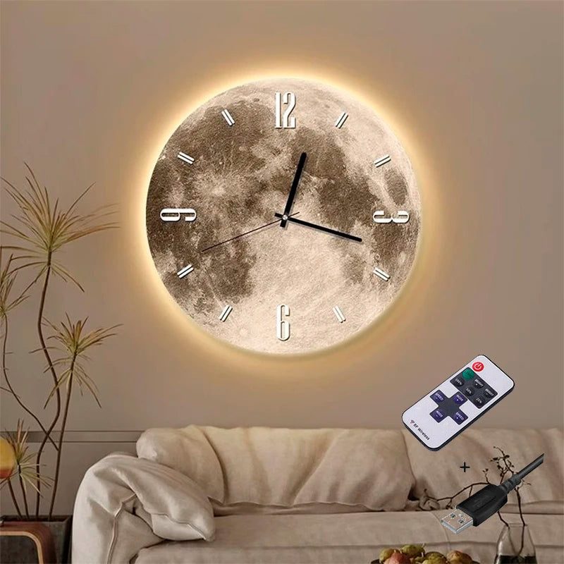 Horloge Murale Lune Led