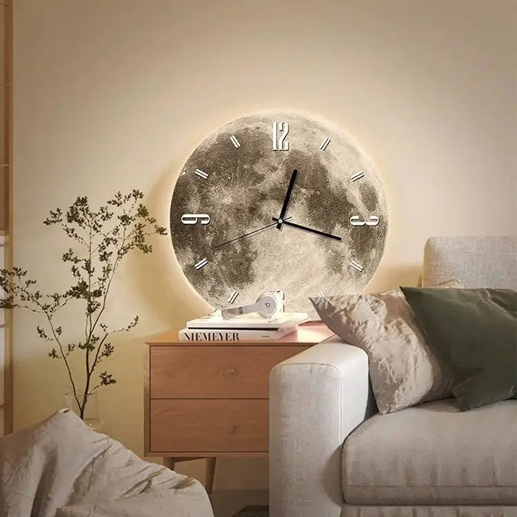Horloge Murale Lune Led